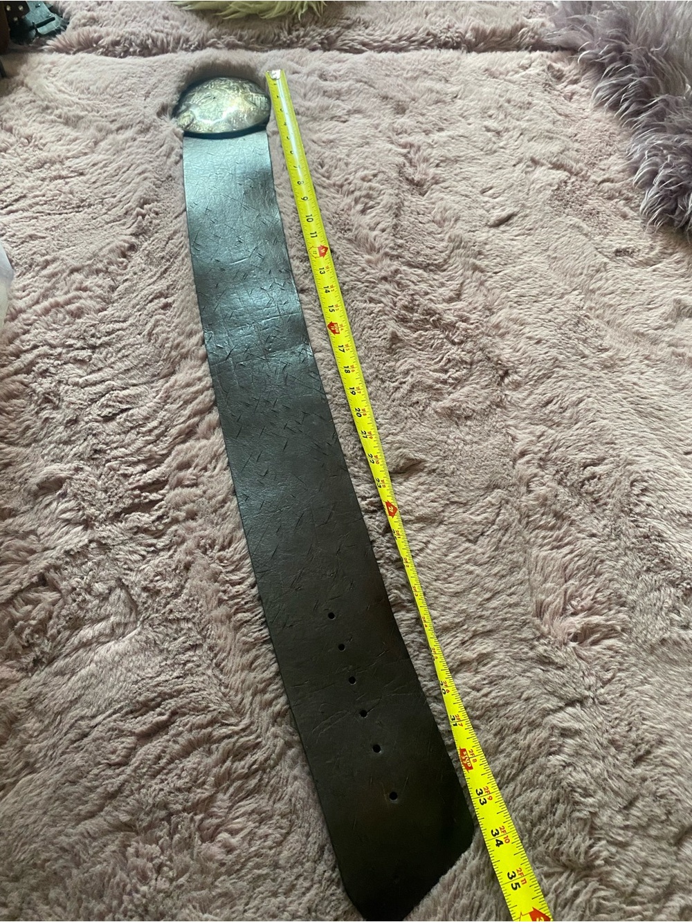 Designer leather belt